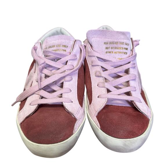 Golden Goose Red Pink Superstar Bicolor Suede Low Top Lace Up Sneakers Womens 9 - Picture 3 of 10